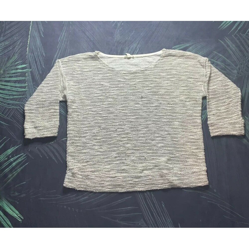 Soft Joie Pullover Sweater 3/4 Sleeve Heathered Gray Cotton Knit- XS